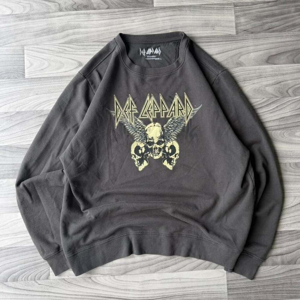 Def Leppard Skulls and Wings Graphic Crewneck Sweatshirt